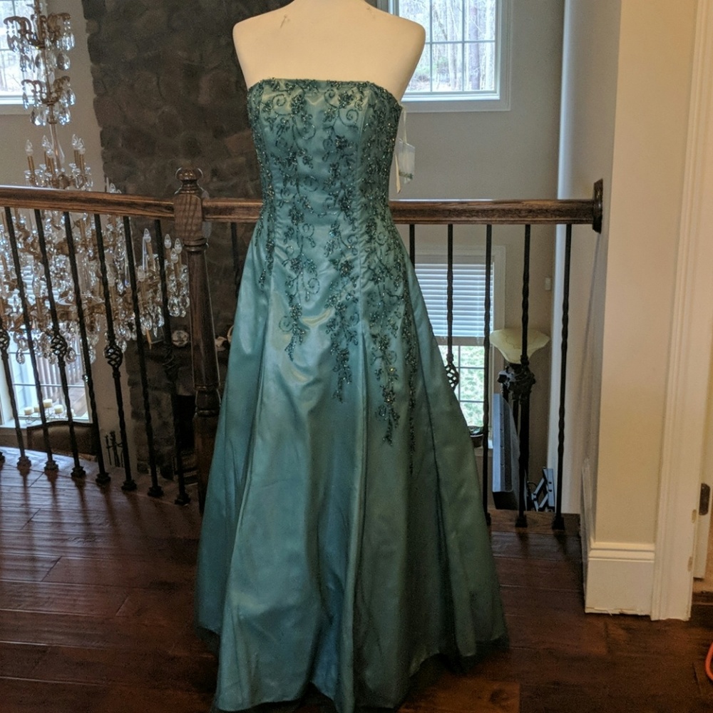 Mia Bella Teal Prom Dress